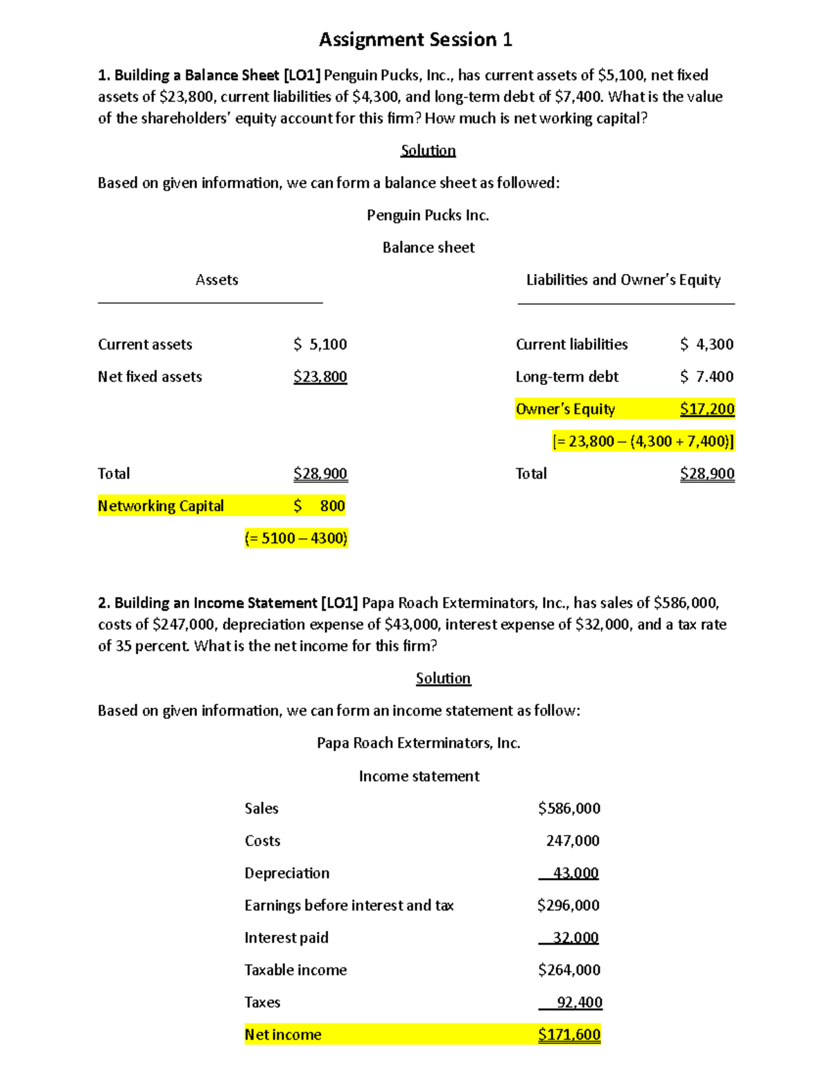 assignment financial management