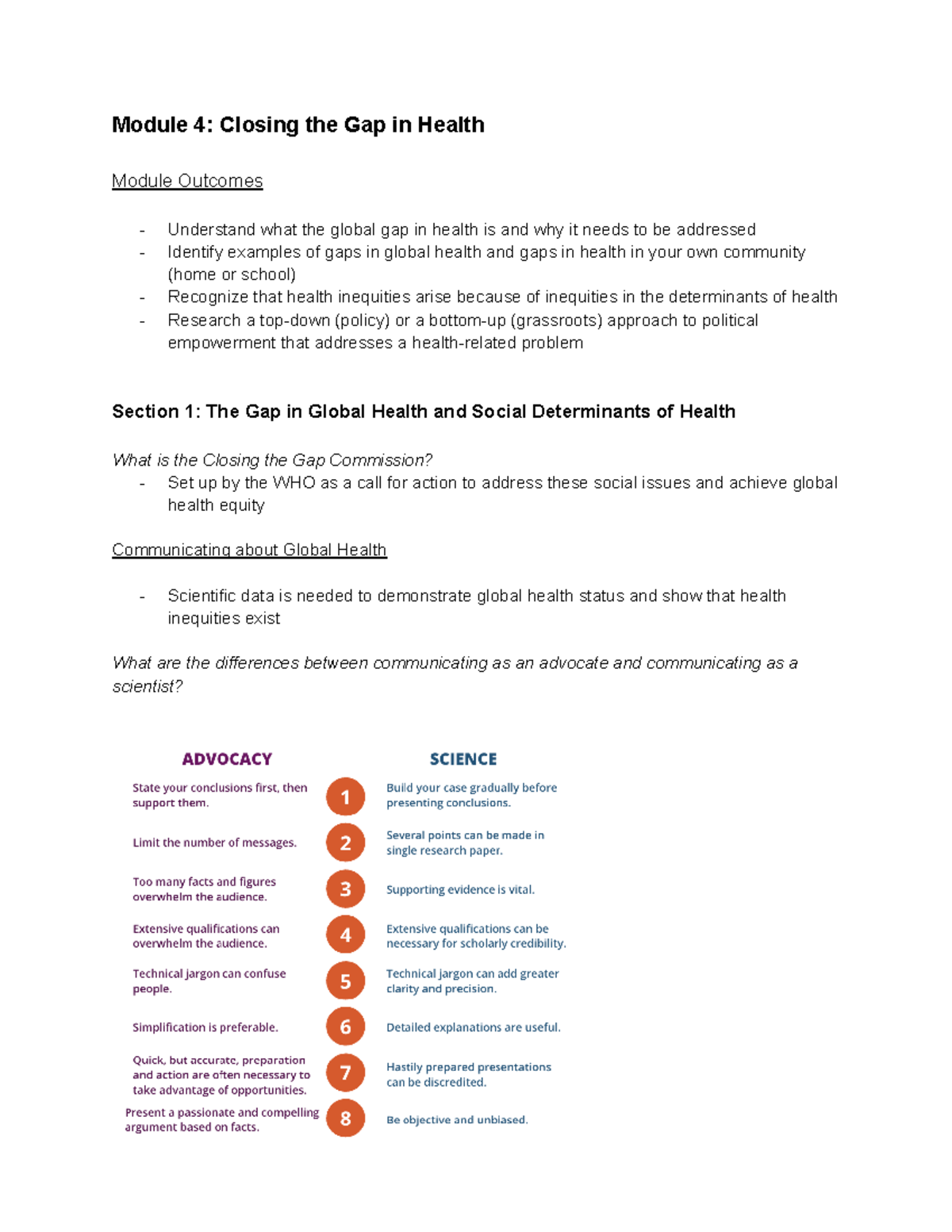 GLPH271 Module 4 - Notes - Module 4: Closing The Gap In Health Module ...