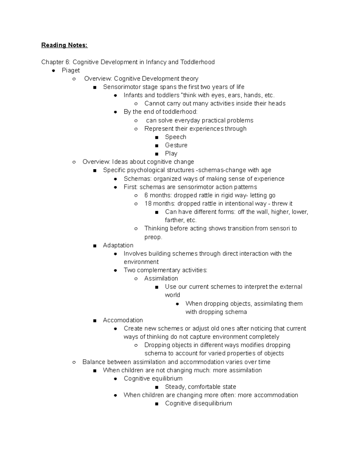 Lecture Notes Exams 1-3 - Reading Notes: Chapter 6: Cognitive ...