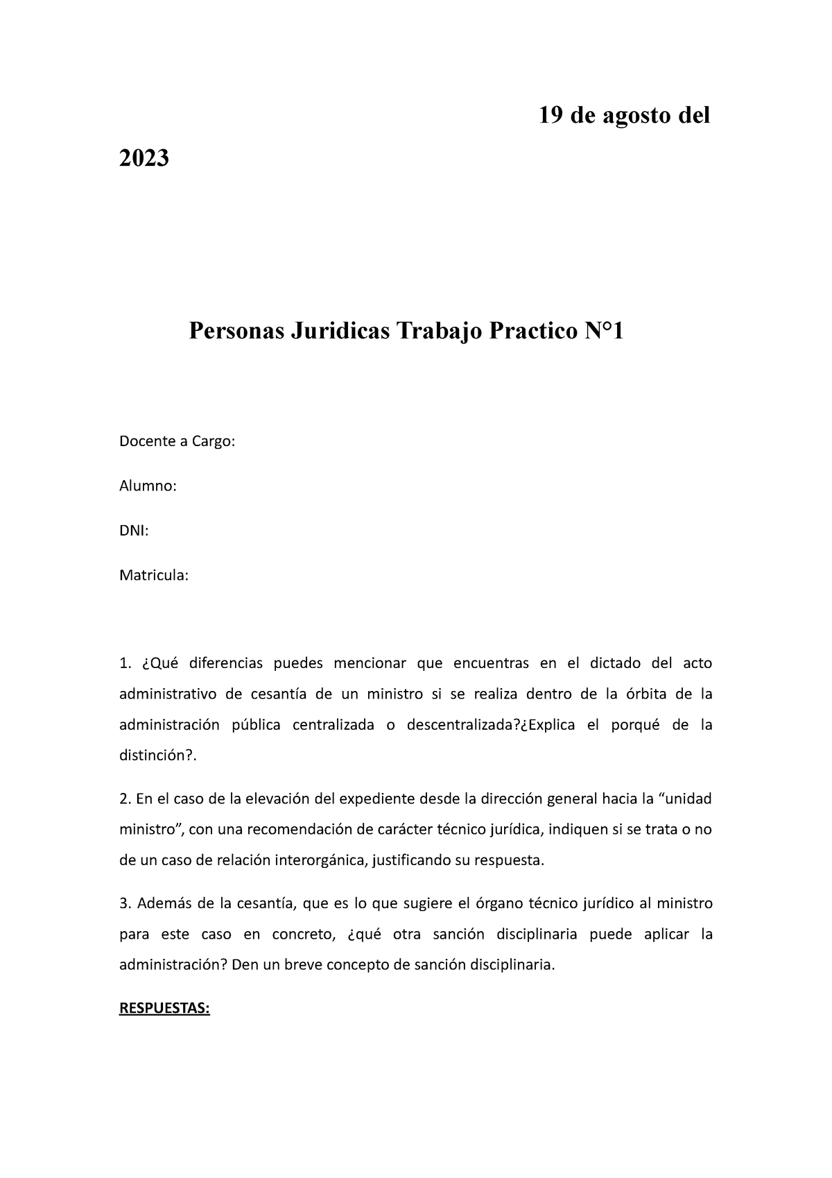 Derecho Administrativo Trabajo Practico N°1 - Siglo 21 - Studocu