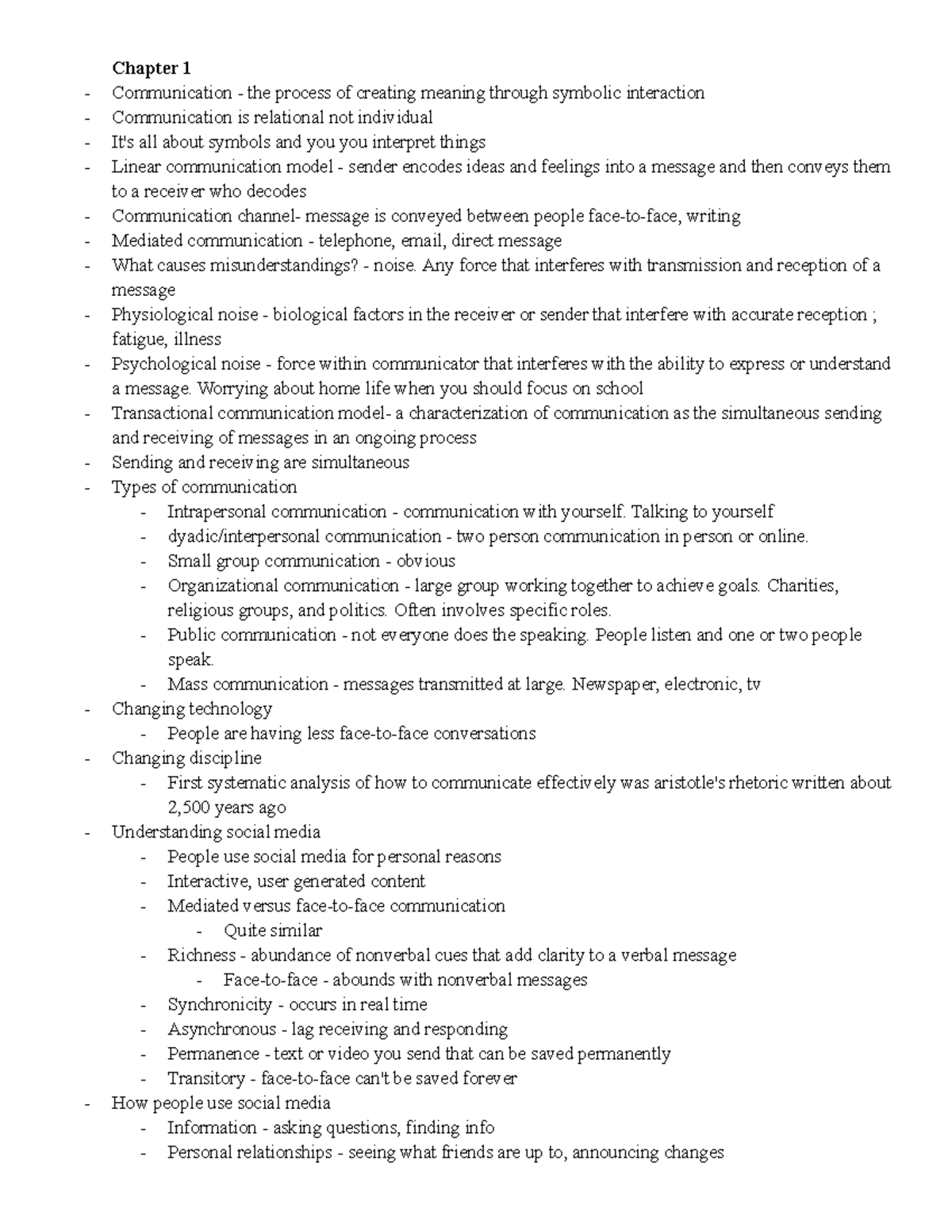 Communication week 1&2 - Chapter 1 Communication - the process of ...