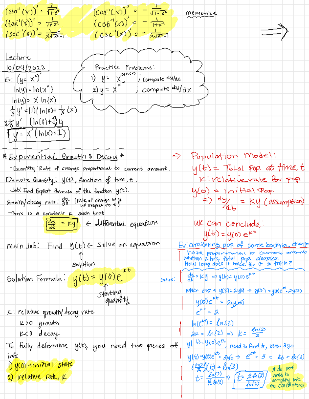 Calculus I- Exponential Growth - ( sin 
