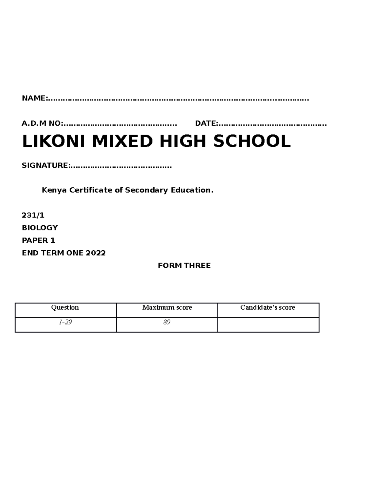 Biology P1 revision materials Religious studies KU Studocu