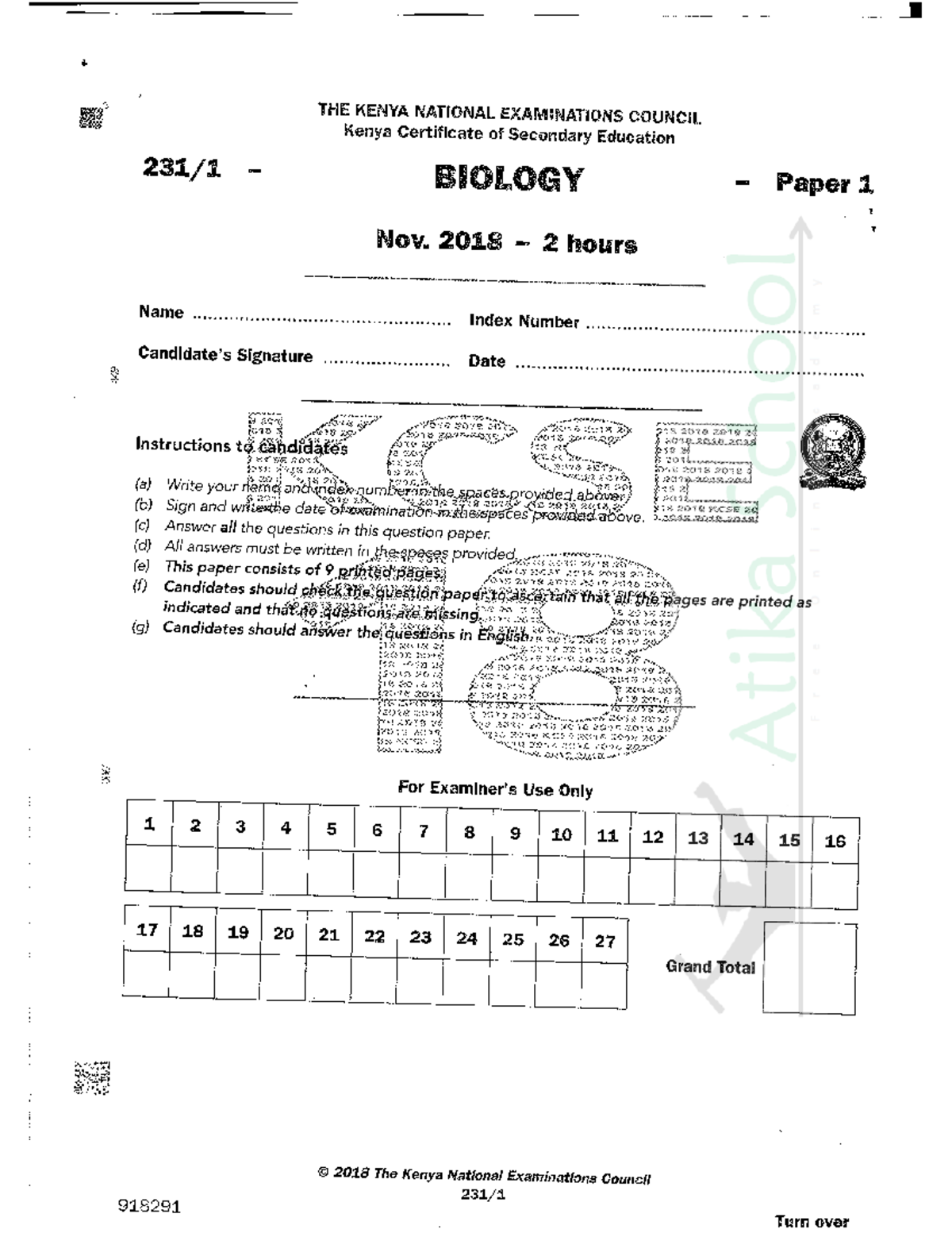 kcse biology essays and answers