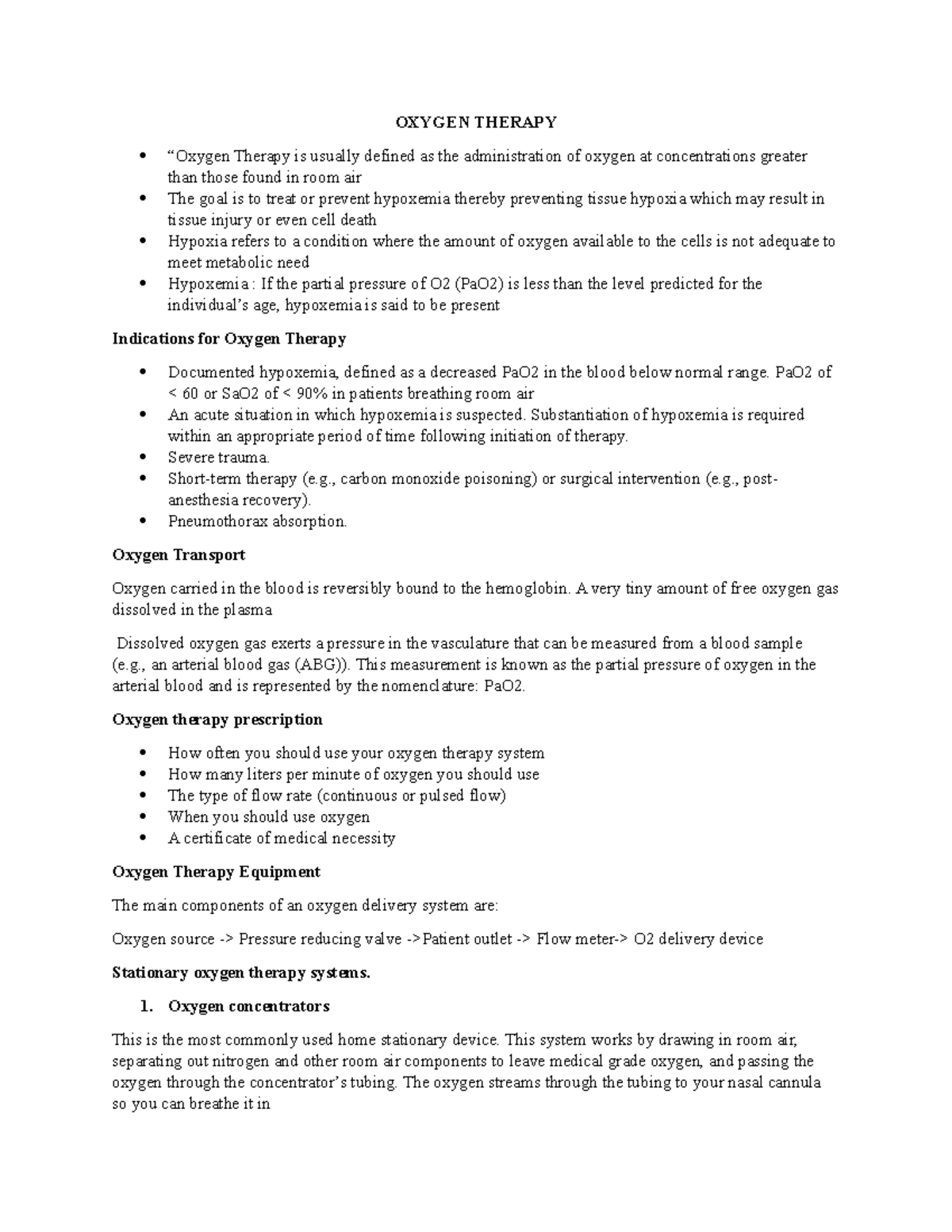 Oxygen Therapy , asthma OXYGEN THERAPY “Oxygen Therapy is usually