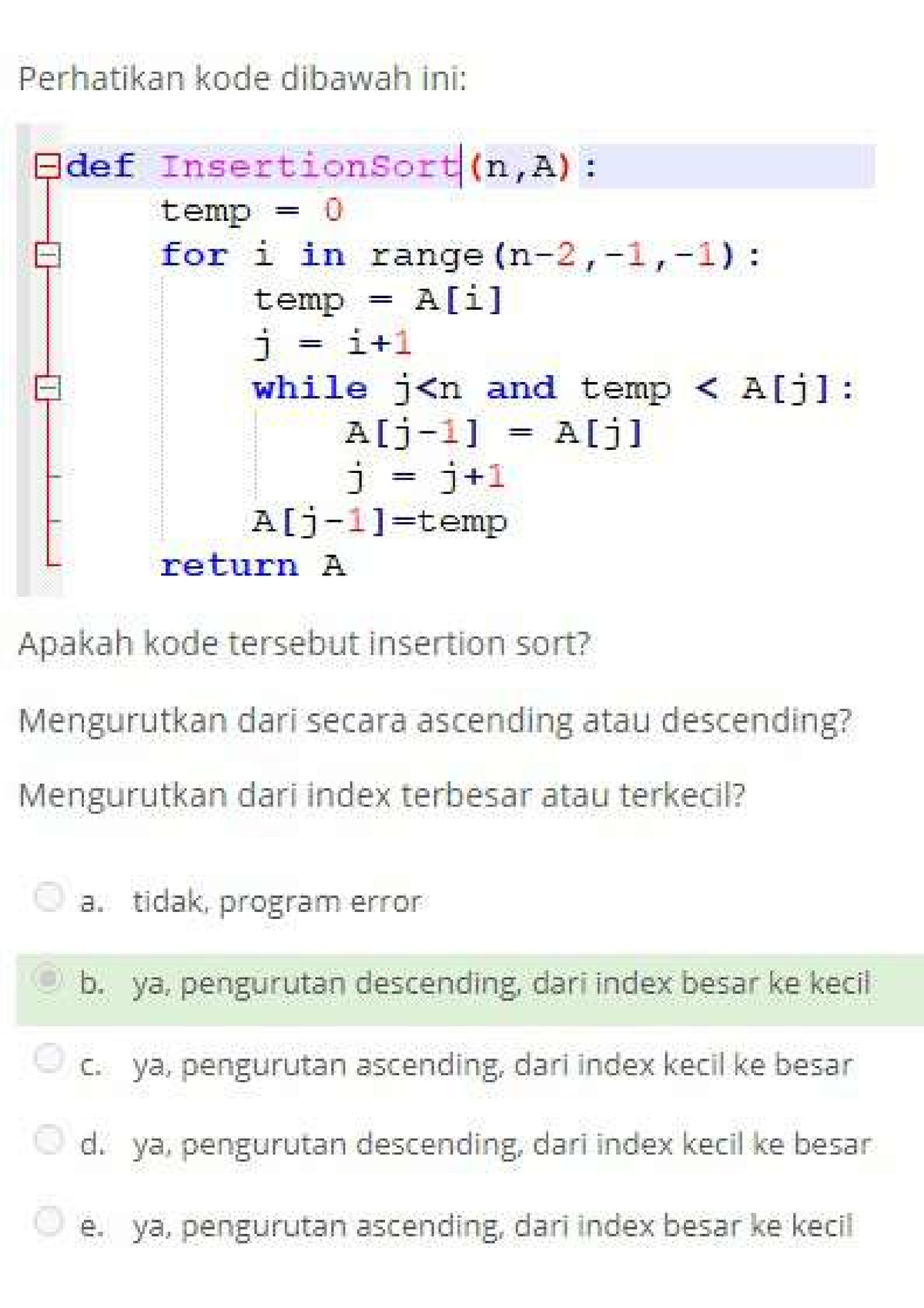 Quiz Sorting 2 - Algoritma Dan Pemrograman - Studocu