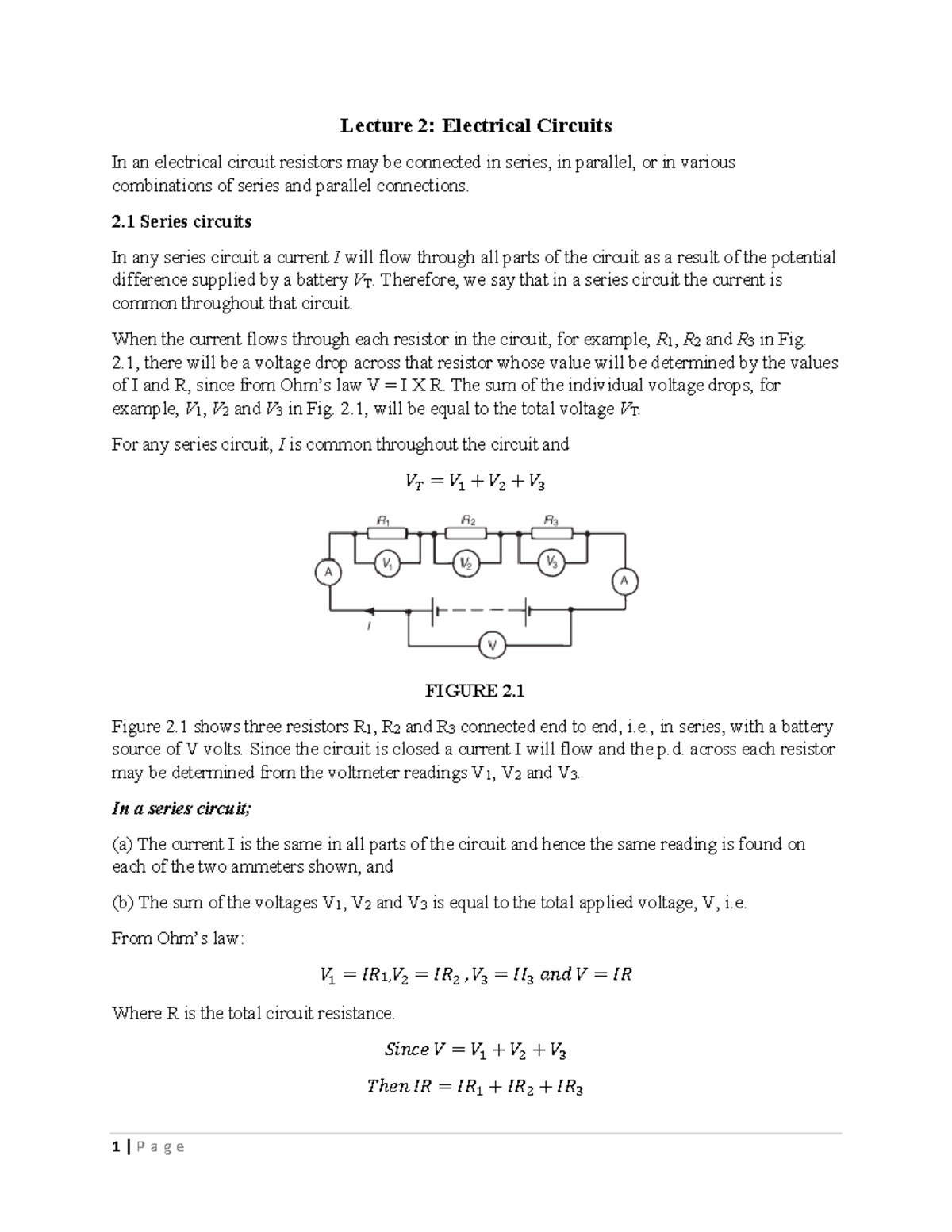 Lecture 2 Electrical Circuits Degree BT - Economics - Studocu