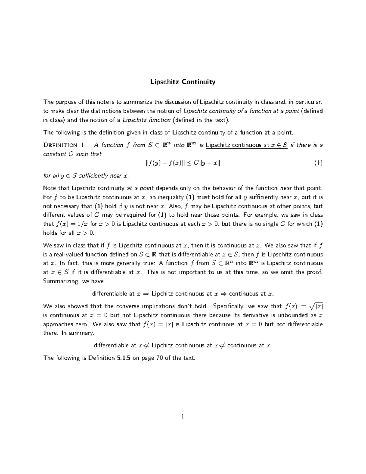 Lipschitz Continuity previous 20let a satisfies ciniform lipschitz ...