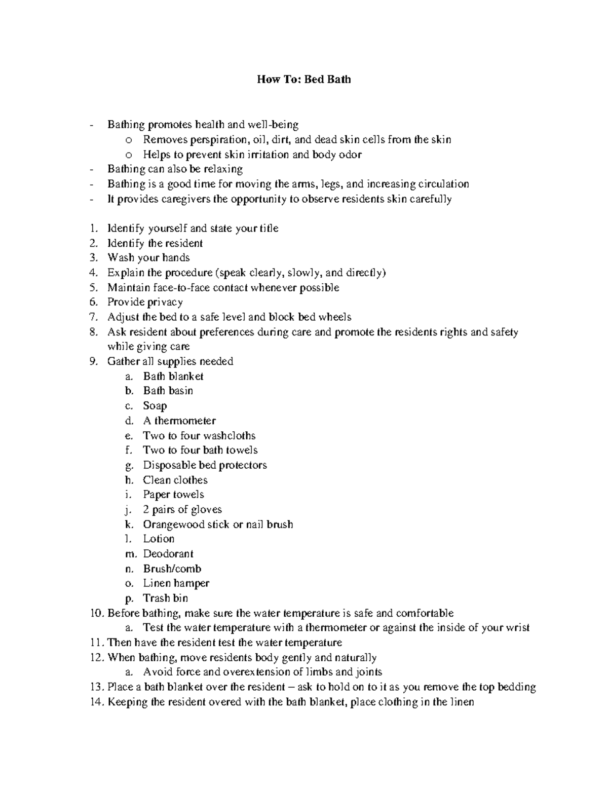 Giving Patient Bed Bath How To Bed Bath Bathing promotes health and