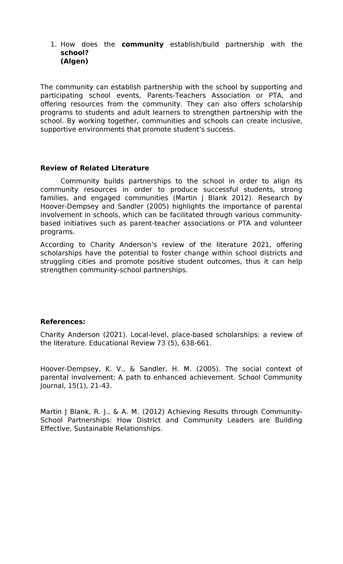 RRL Community School Revised - How does the community establish/build ...