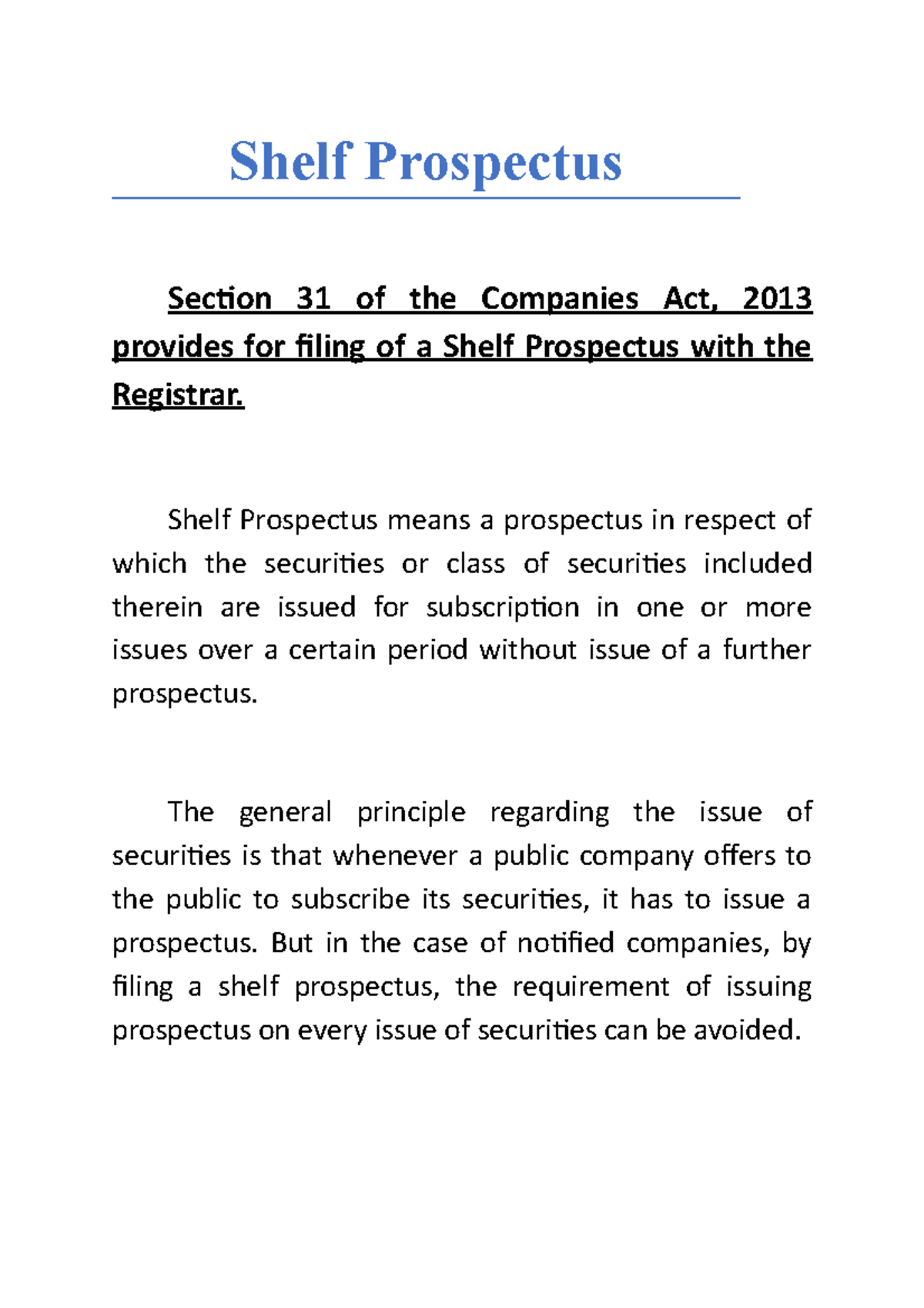 Shelf Prospectus Teacher name Adv. S V Premakumaran Nair Adv. Anil