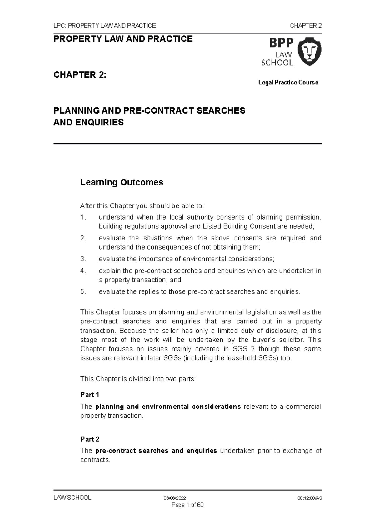 Property Chapter 2 2223 LPC PROPERTY LAW AND PRACTICE CHAPTER 2