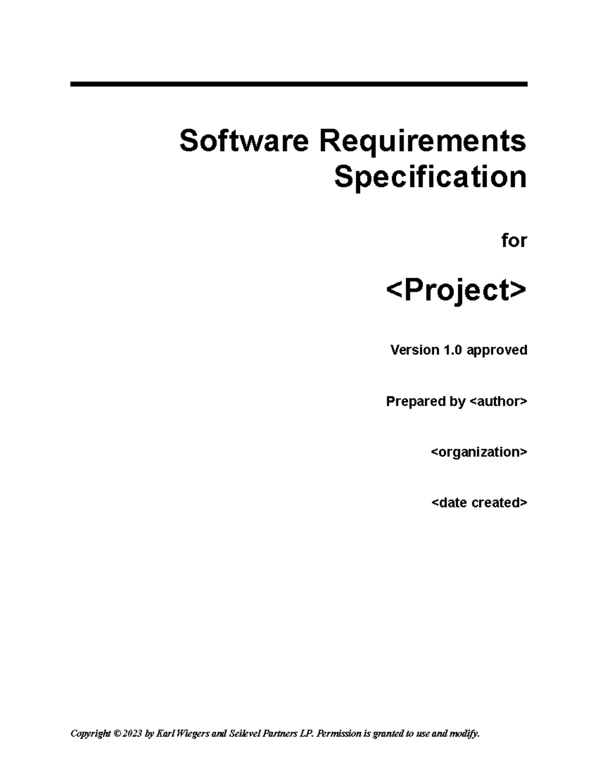 Software Requirements Specification Template - Software Requirements ...