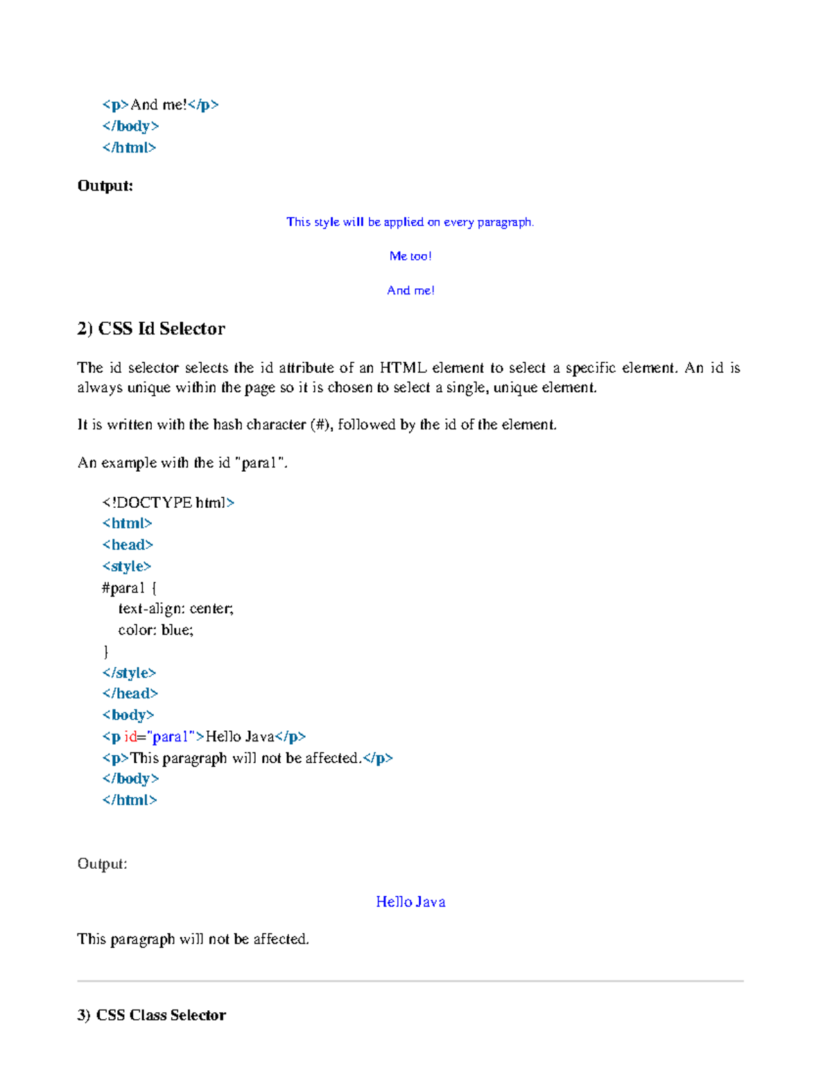 Notes on HTML CSS 3 - And me! Output: This style will be applied on ...