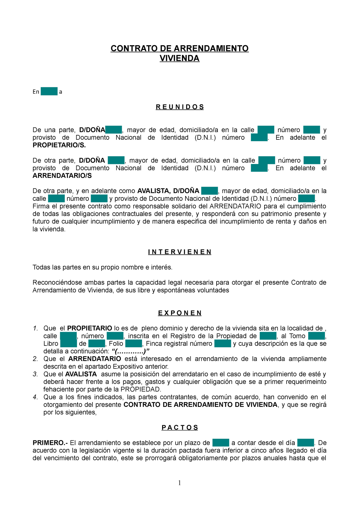 Modelo Contrato De Arrendamiento De Vivienda Con Avalista Contrato De Arrendamiento Vivienda 1124