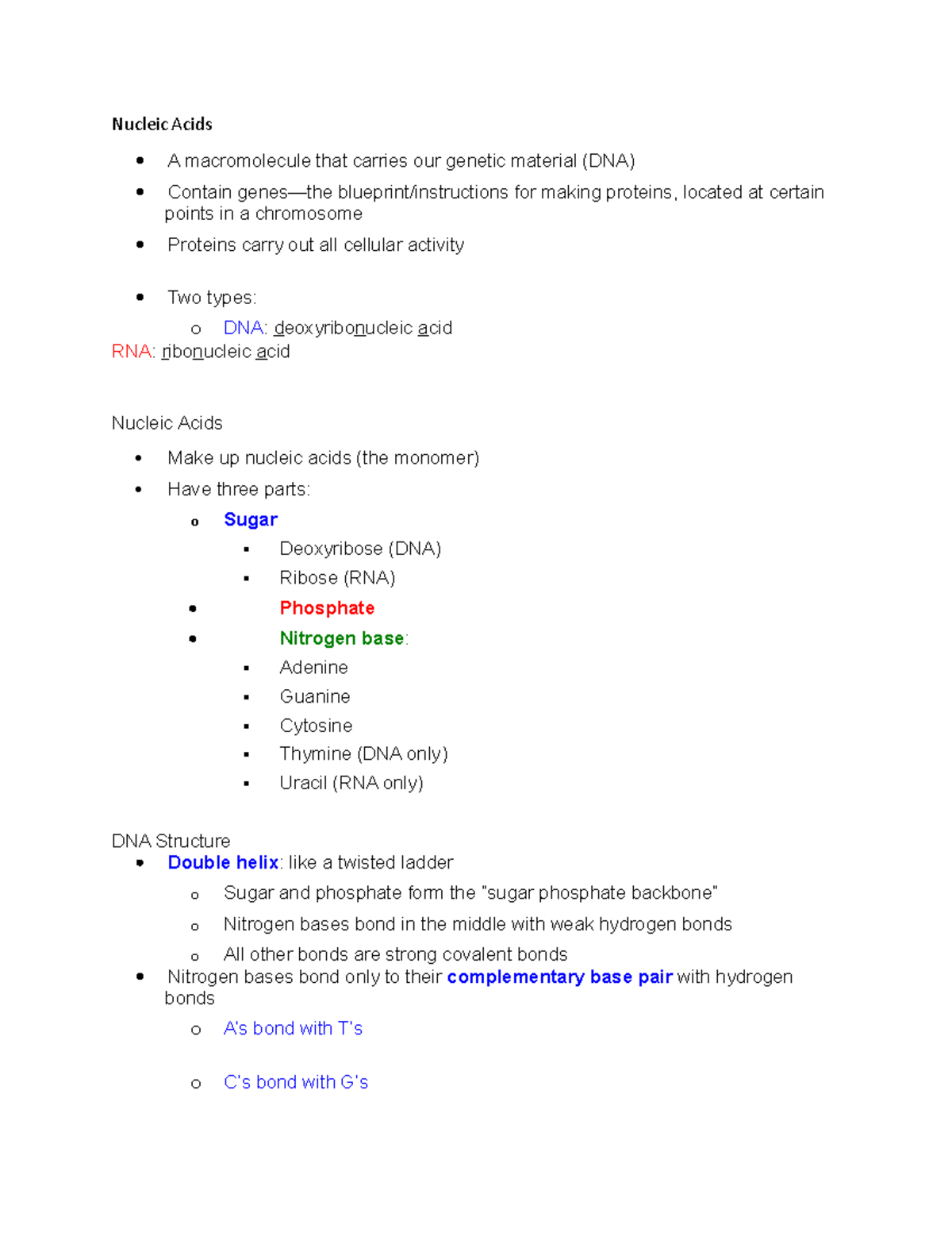 Dna rna protein synthesis notes - Nucleic Acids A macromolecule that ...