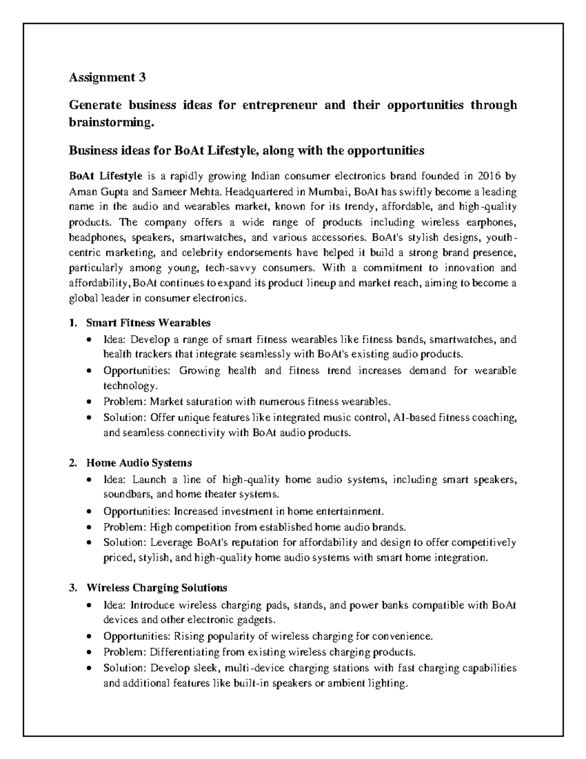 Assignment 3 - ede practical - Assignment 3 Generate business ideas for ...