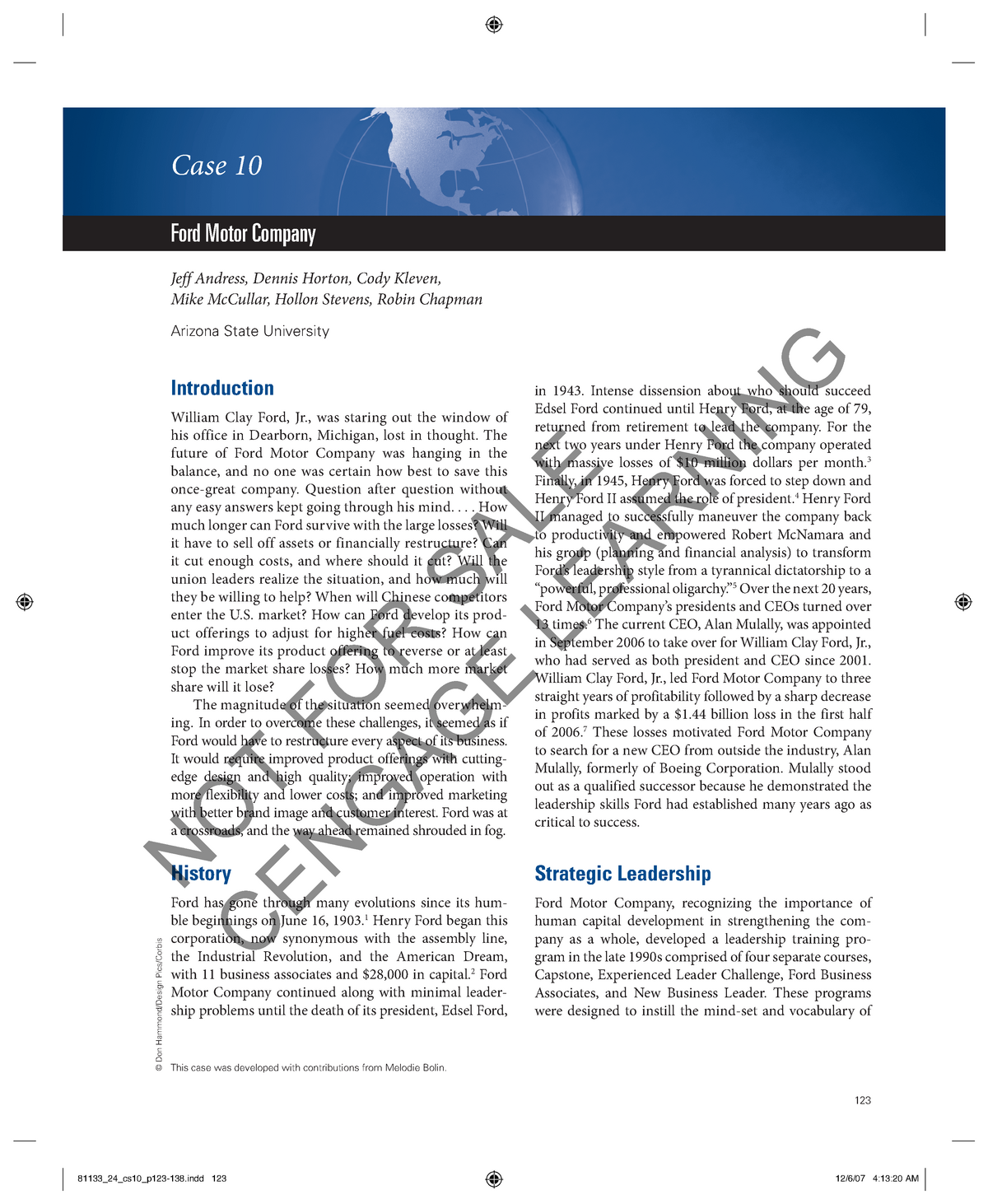 ford motor company case study solution