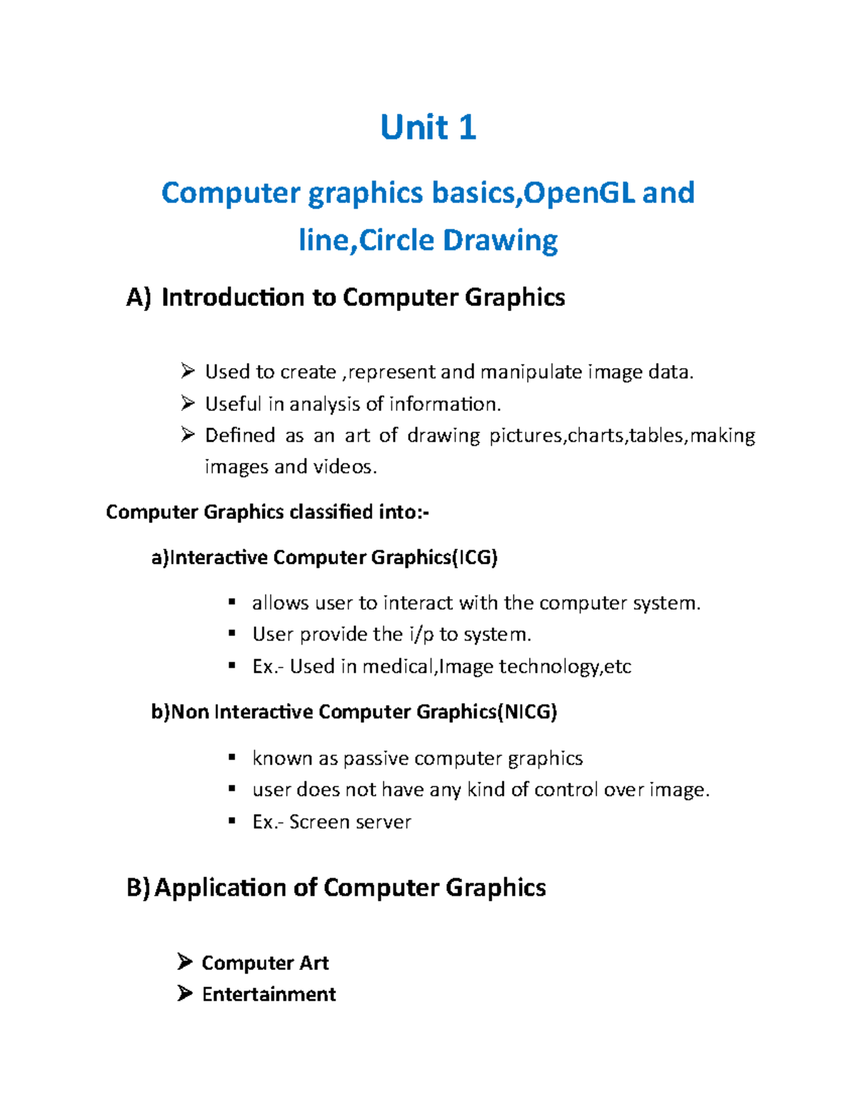 Unit1 lect1 - Unit 1 Computer graphics basics,OpenGL and line,Circle ...