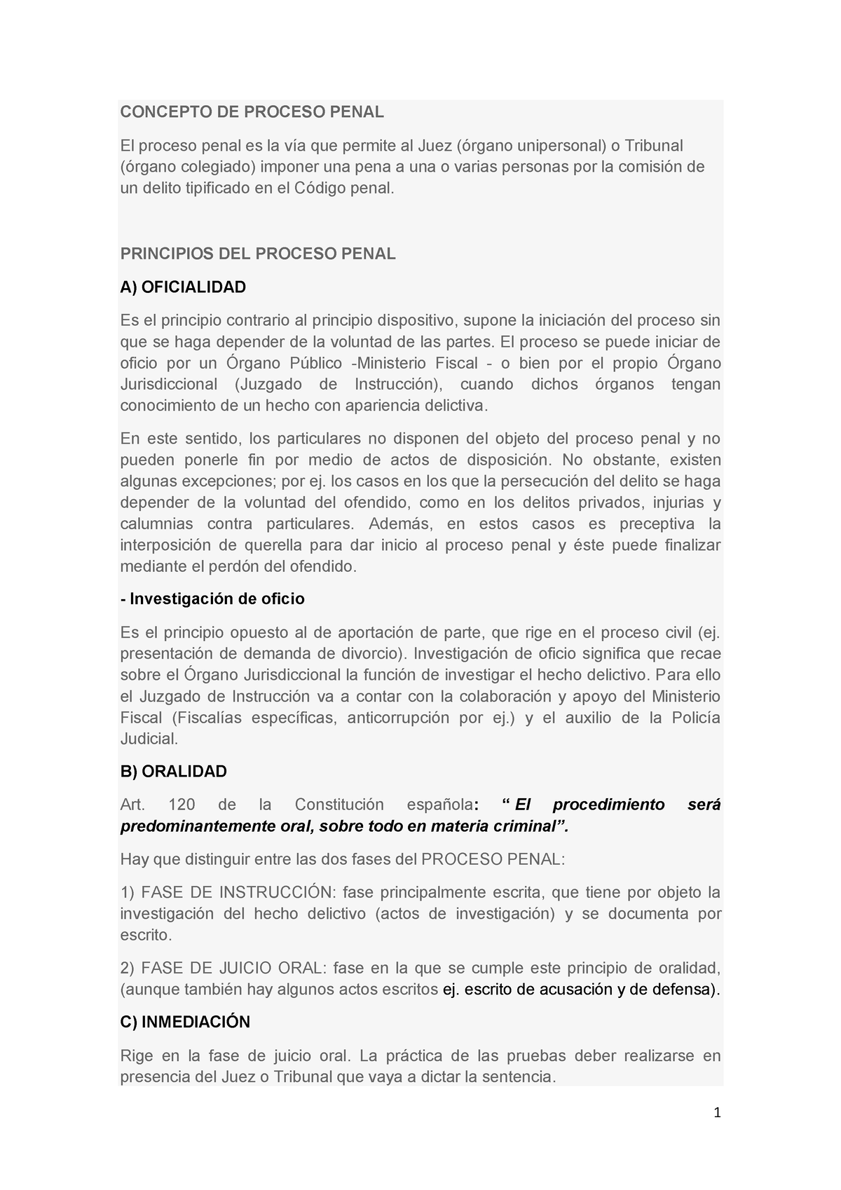 Introducci N Concepto De Proceso Penal Y Principios Concepto De