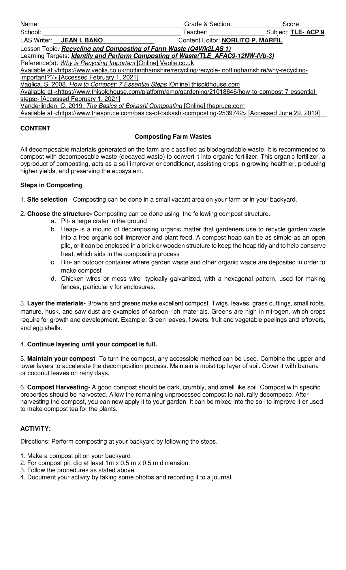 ACP9 Q4 WK2 LAS1 - notes - Name ...