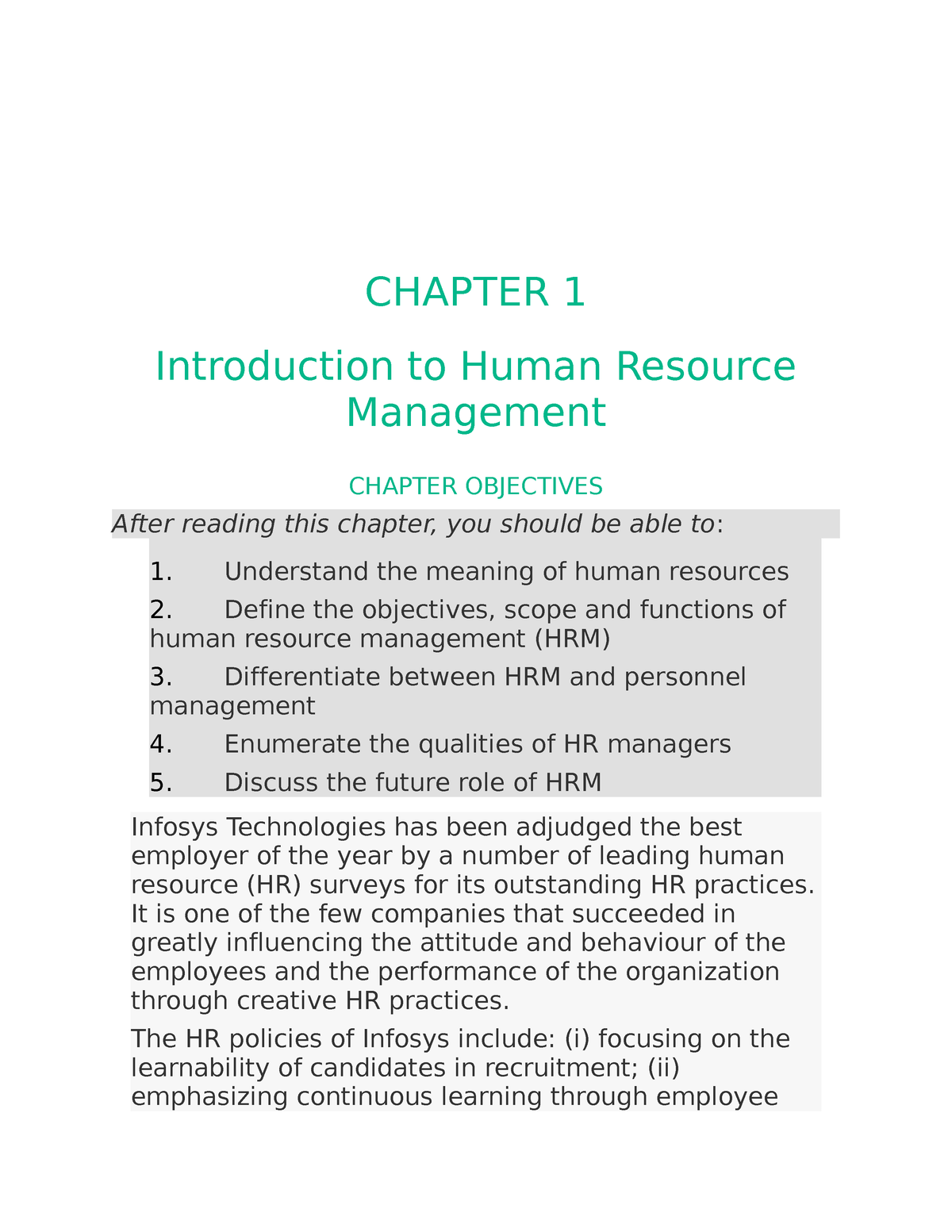 Chapter 1 Introduction to Human Resource - CHAPTER 1 Introduction to ...