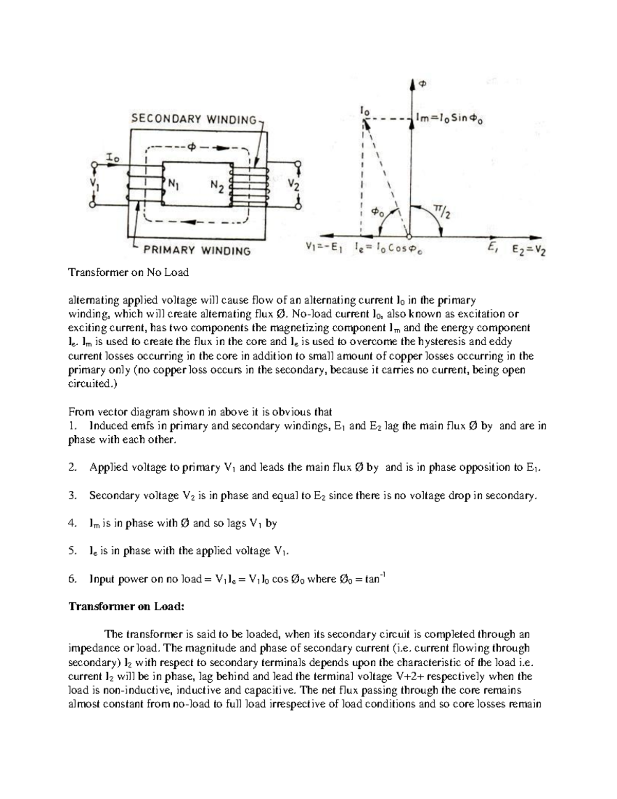 Electrical Engineering - Lecture Notes-19 - Transformer on No Load ...
