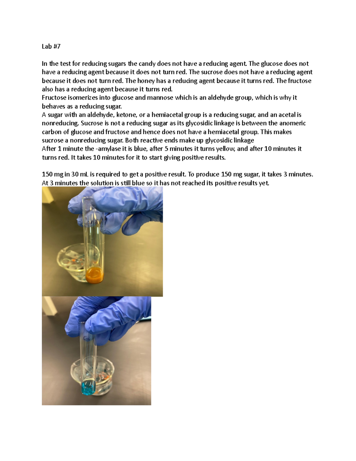 Lab report 7 Biochemistry lab Lab In the test for reducing sugars