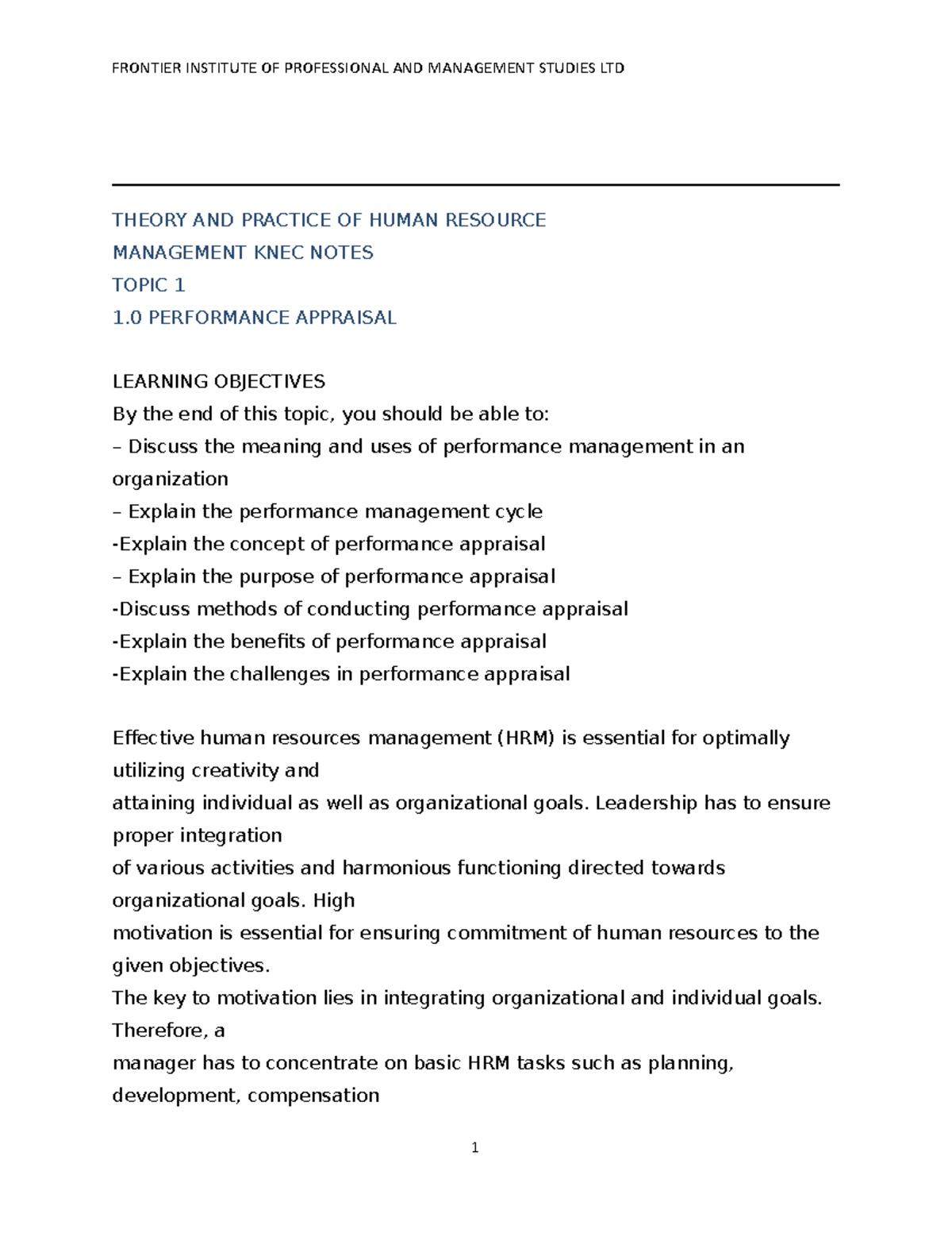 Theory AND Practice OF Human Resource THEORY AND PRACTICE OF HUMAN