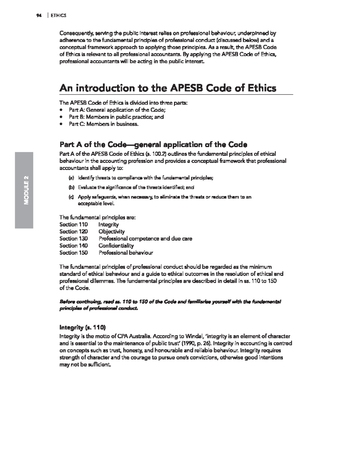 APES 110 Code of Ethics Summary ACCG100 Studocu