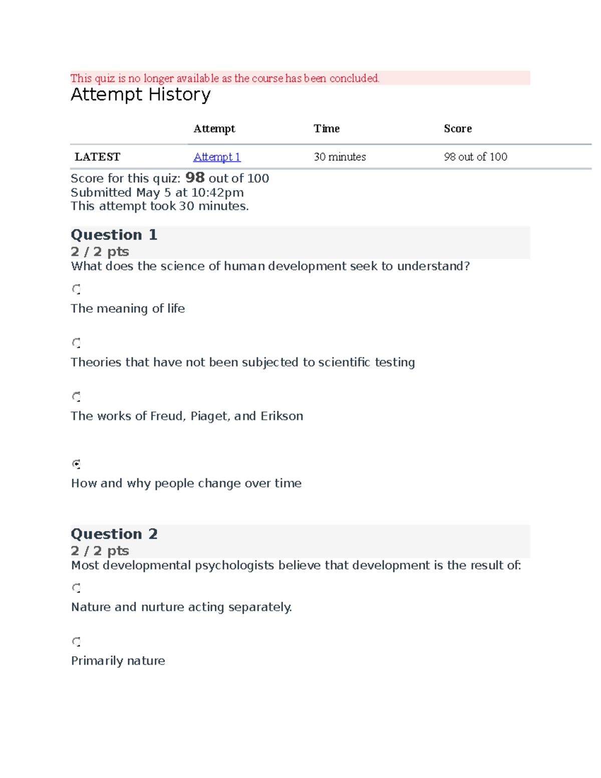 The Final Exam PSY 230 - This Quiz Is No Longer Available As The Course ...