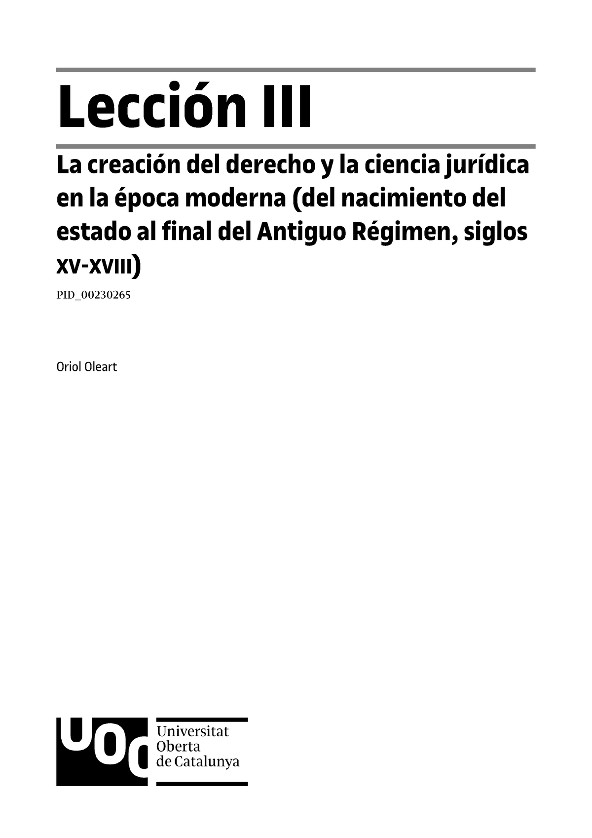 Unidad 3-EL Derecho EN LA Epoca Moderna- Teoria - Lección La Creación ...