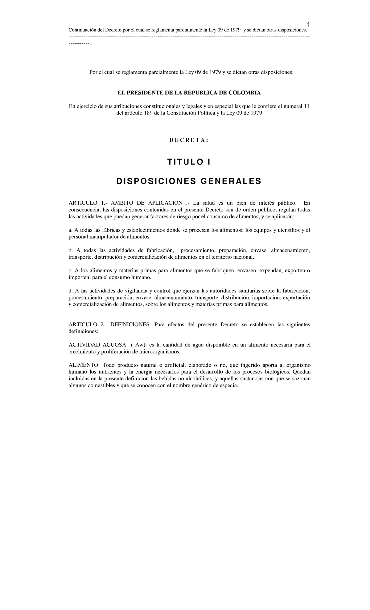 Decreto 3075 DE 1997 - Continuación Del Decreto Por El Cual Se ...