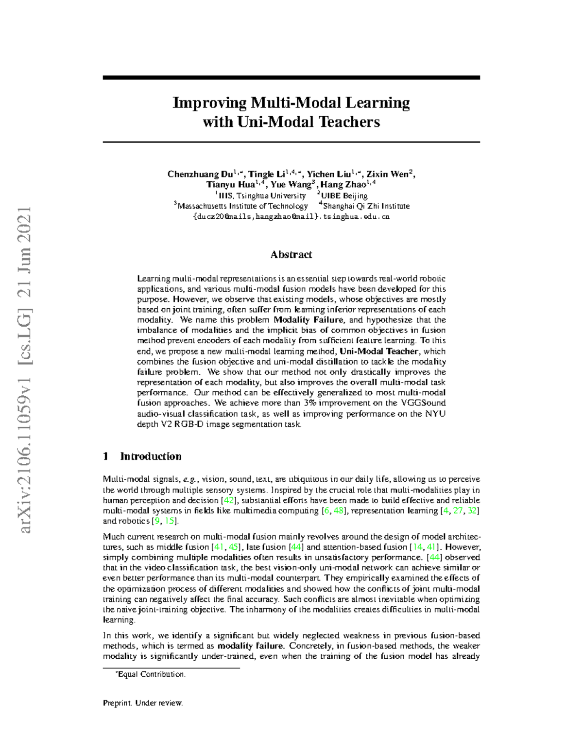 Improving Multi-Modal Learning with Uni-Modal Teachers - Improving ...