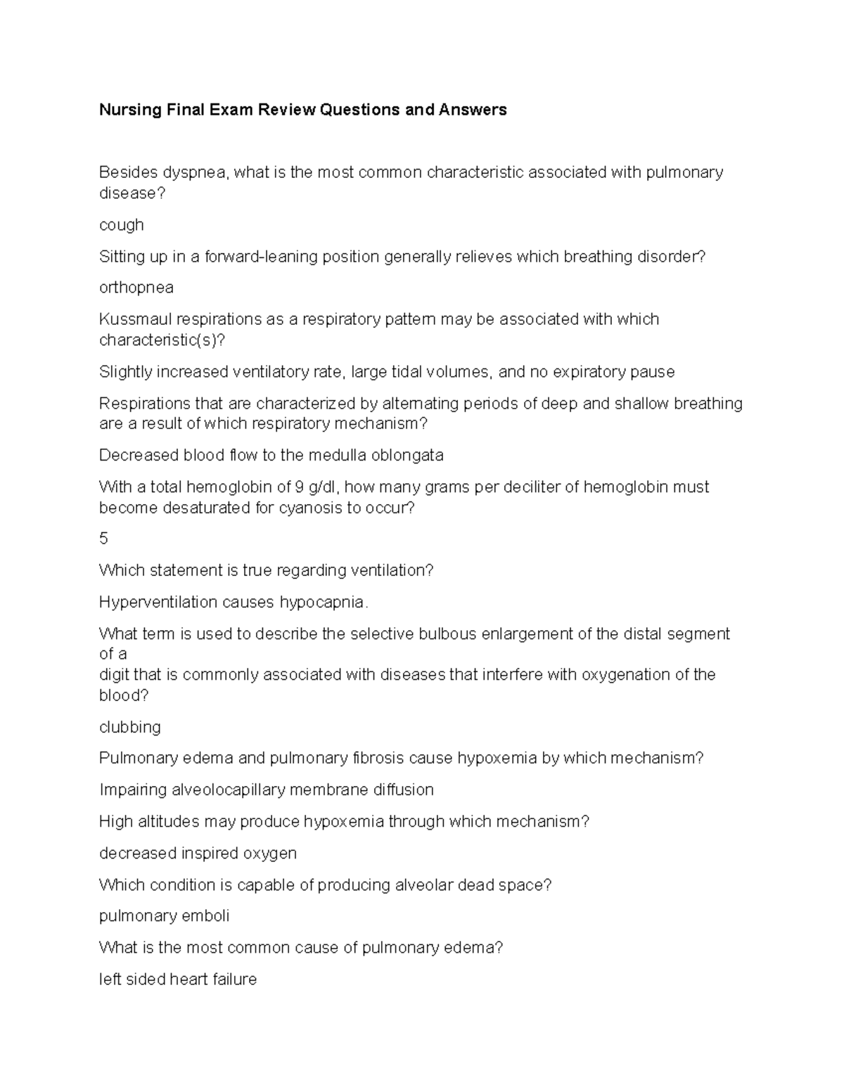 nursing research final exam questions