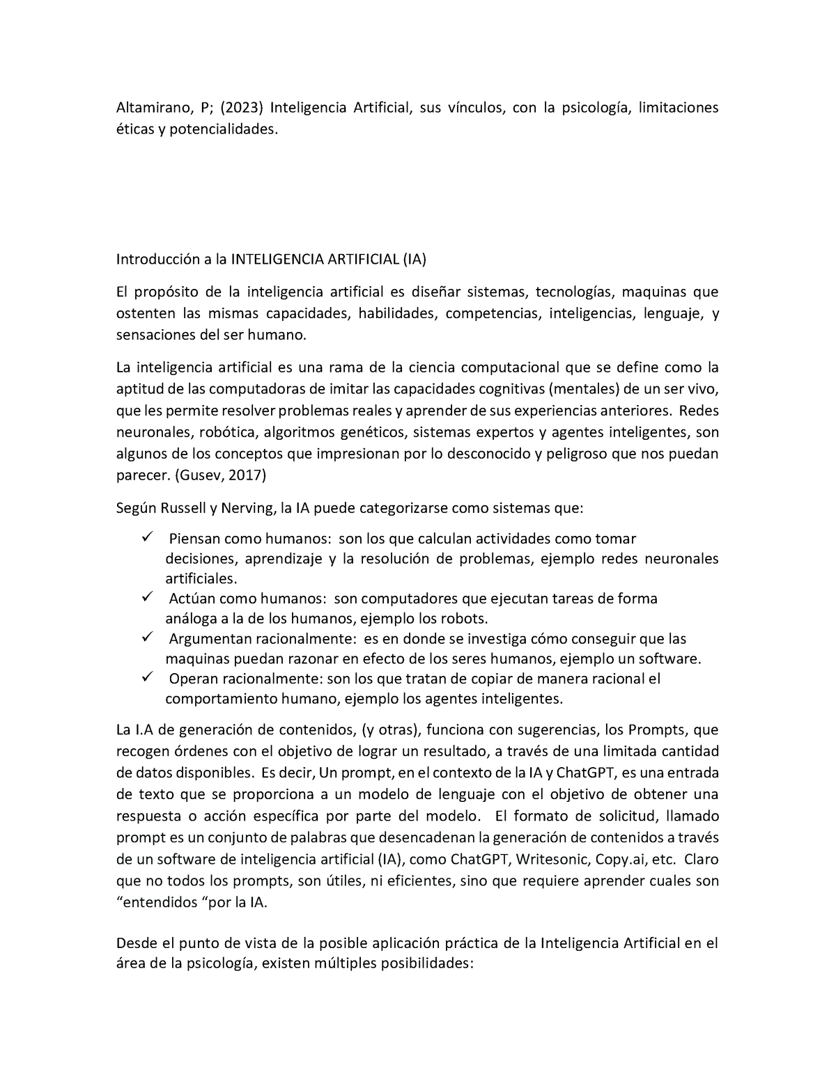 Altamirano P 2023 Inteligencia Artificial Sus Vínculos Con La Psicología Limitaciones 9694