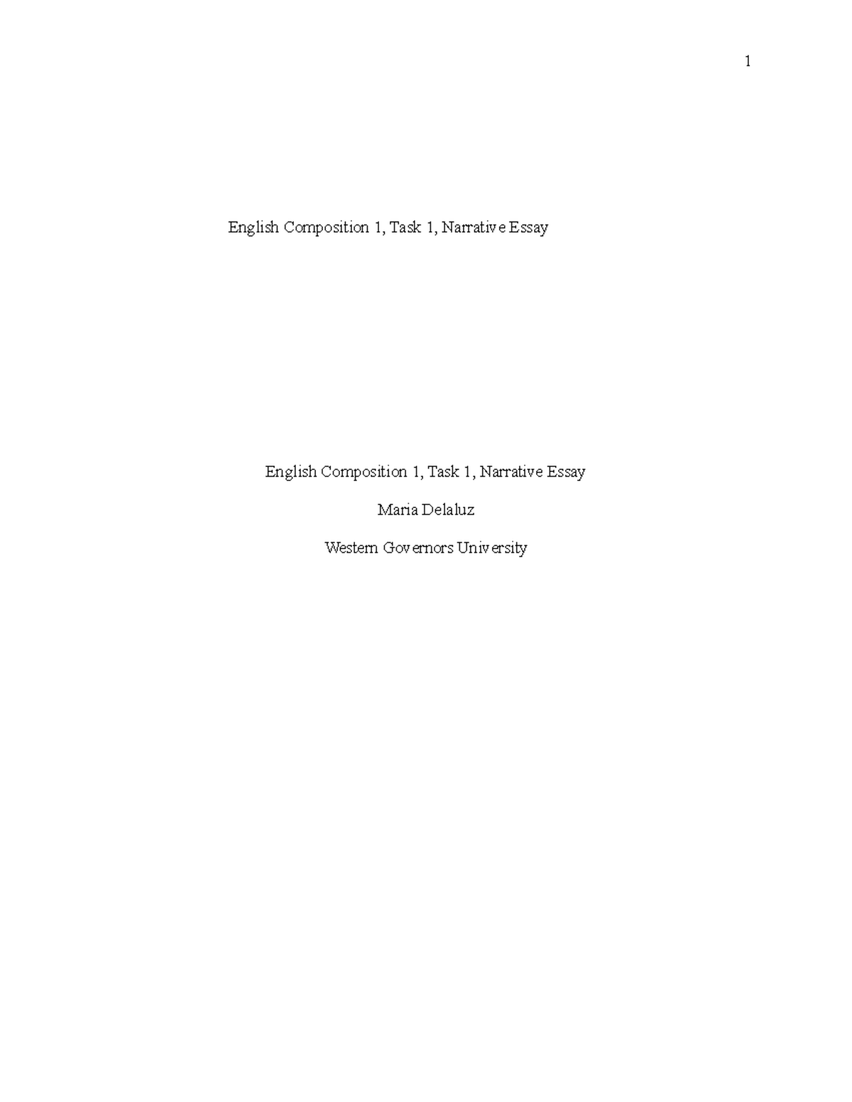 Mariz Delaluz - C455 - Task 1 - Narrative Essay - English Composition 1 ...