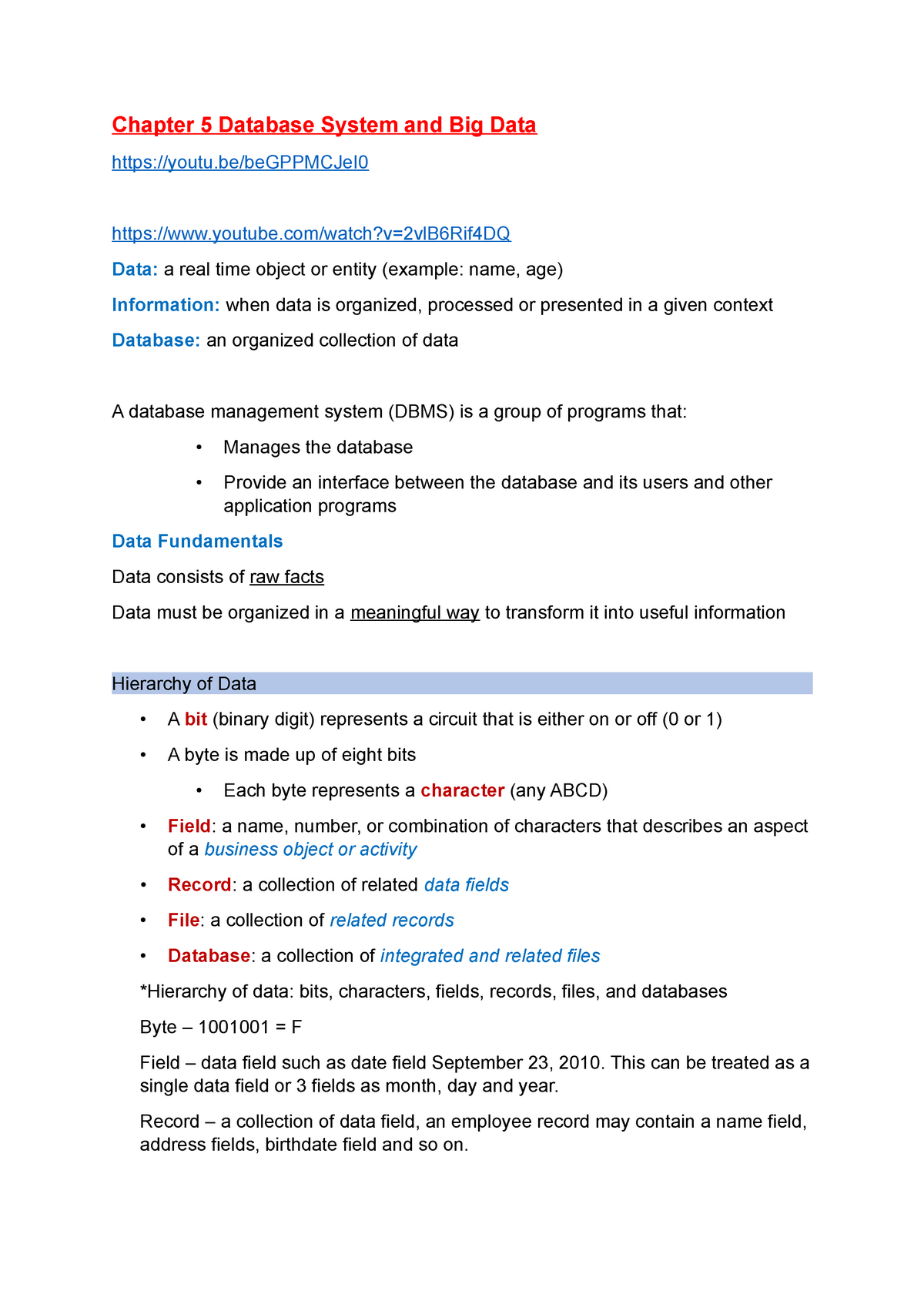 Chapter 5 Database System And Big Data - Management Information Systems ...