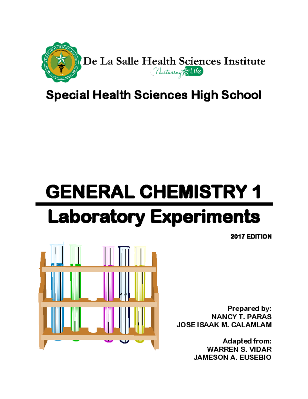 Shshs General Chemistry 1 Laboratory Manual 2017 Special Health