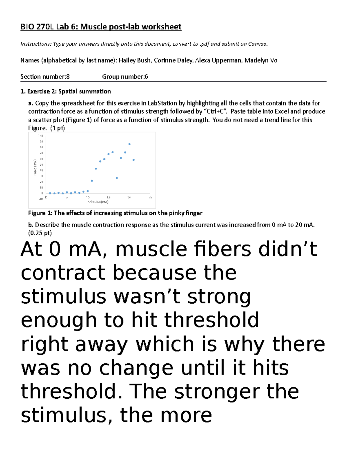 Lab 6 Muscle post-lab worksheet - BIO 270L Lab 6: Muscle post-lab ...