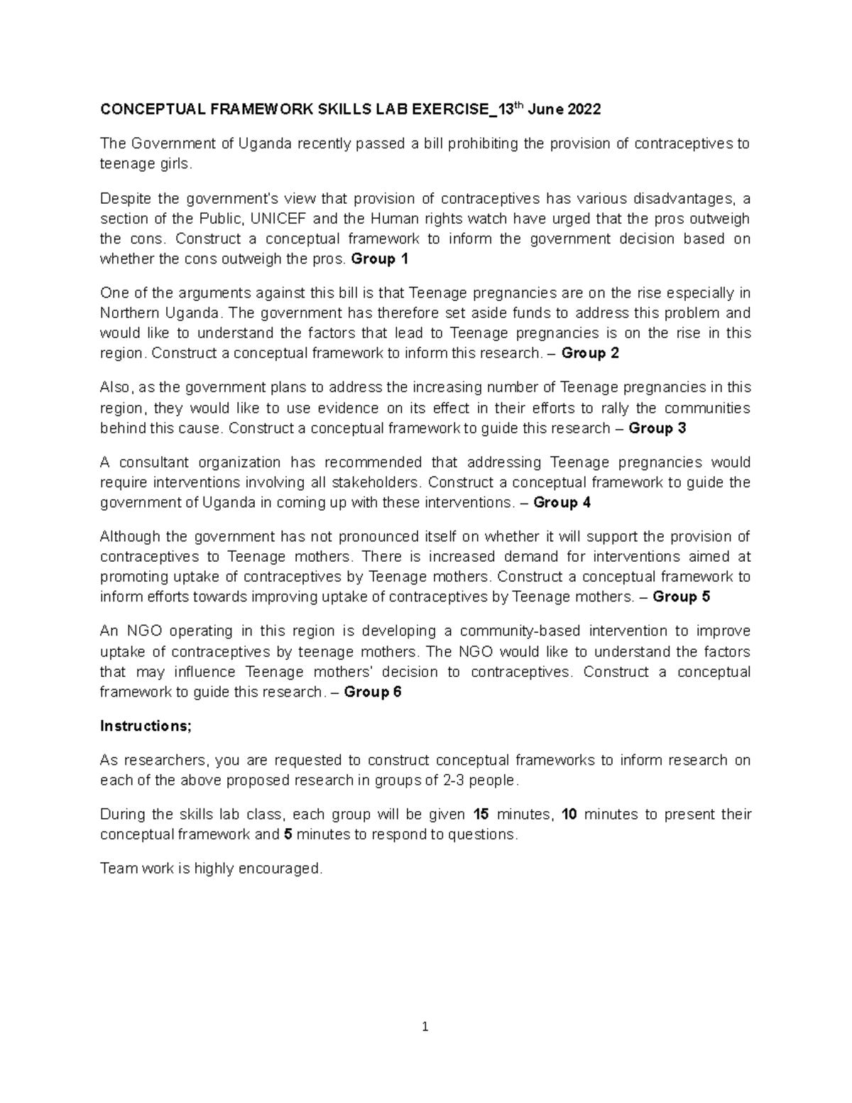 Skills labs exercise on conceptual framework 2022 - CONCEPTUAL ...