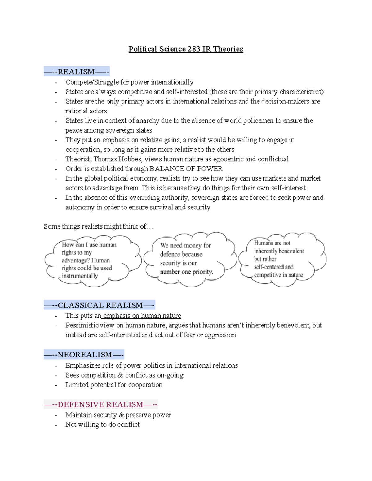 Political Science 283 IR Theories - Political Science 283 IR Theories ...