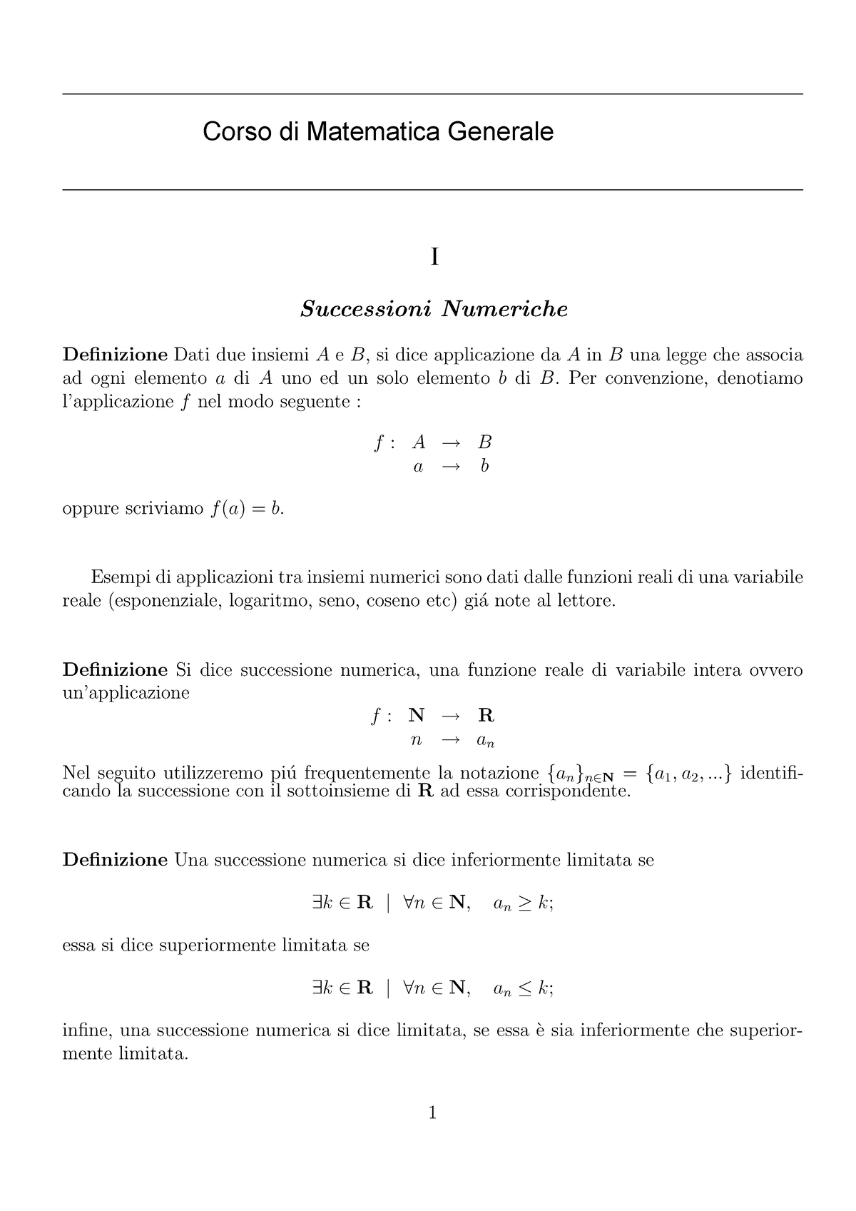 2. Successioni - Anno Accademico 2008- Corso Di Matematica Generale I ...