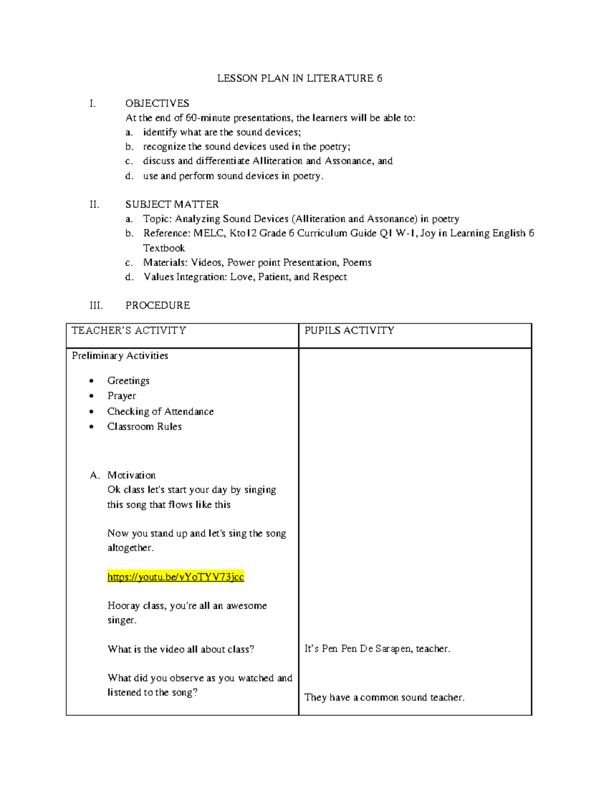 ENG-DLP- Final - lesson plan - LESSON PLAN IN LITERATURE 6 I ...