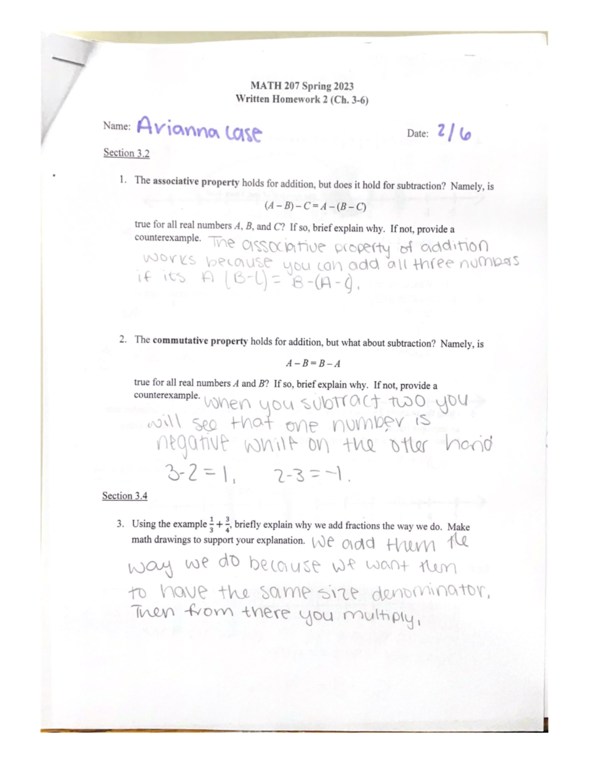 MATH 207 Spring 2023 written homework 2 - MATH 207 - Studocu