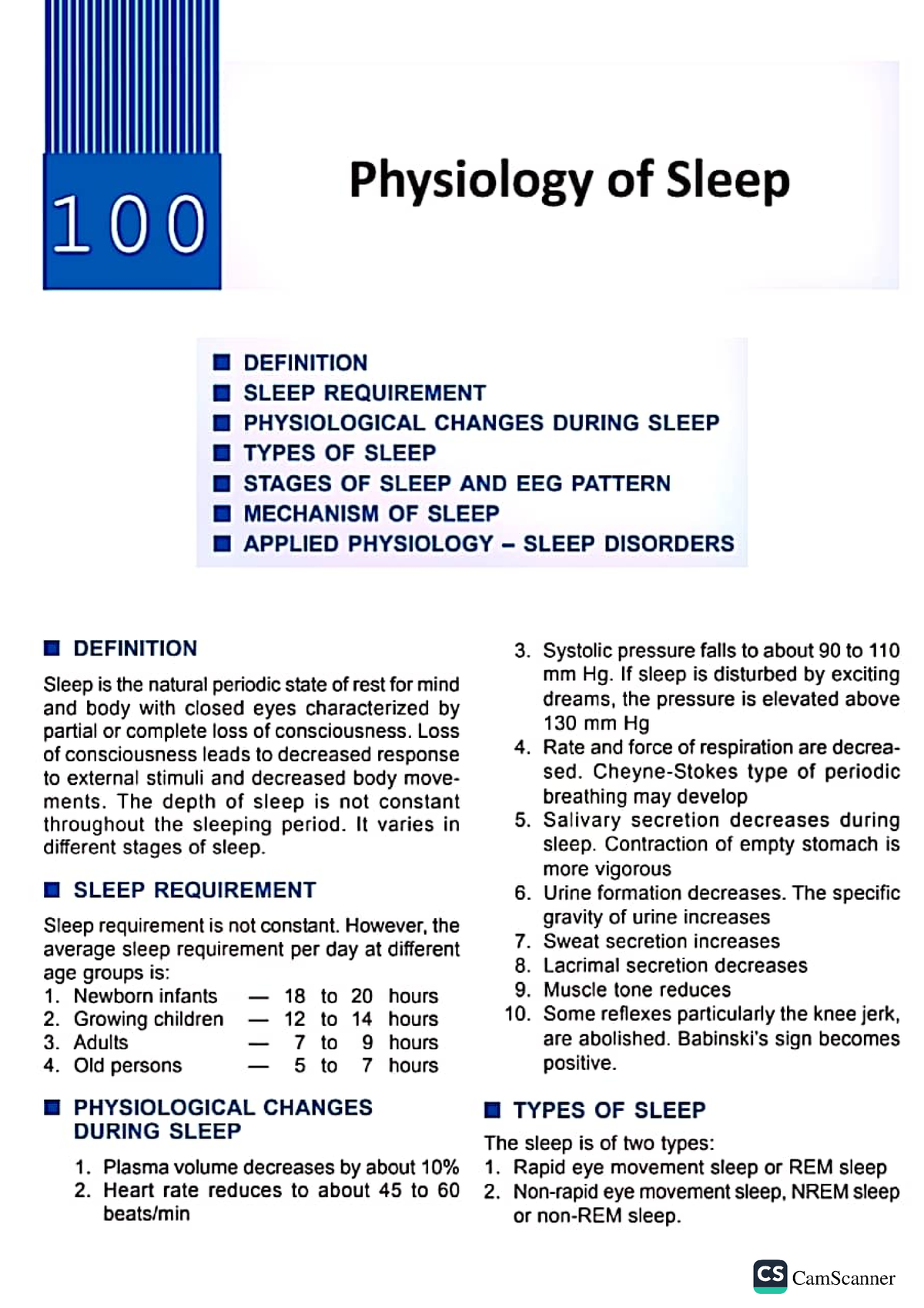 Physiological Of Sleep - Bsc Nursing - CamScanner CamScanner - Studocu