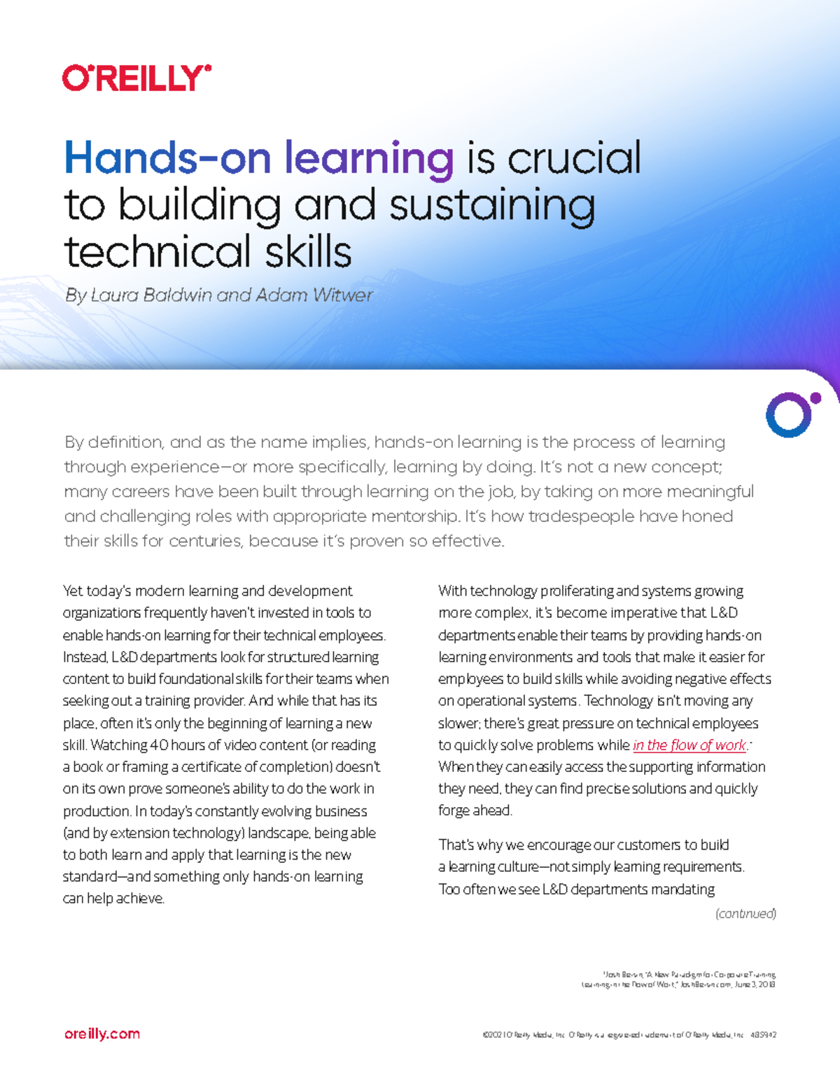 Hands on Technical Learning Whitepaper oreilly ©2020 O’Reilly Media