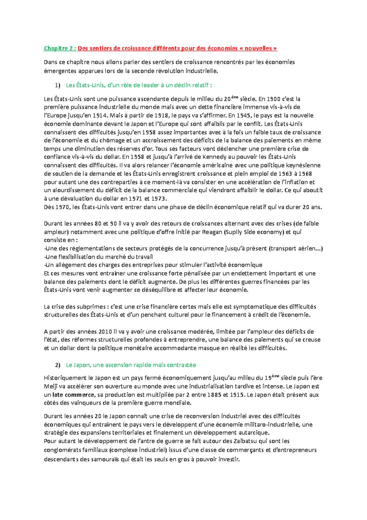 Chapitre 2 - Des sentiers de croissance différents pour des économies ...