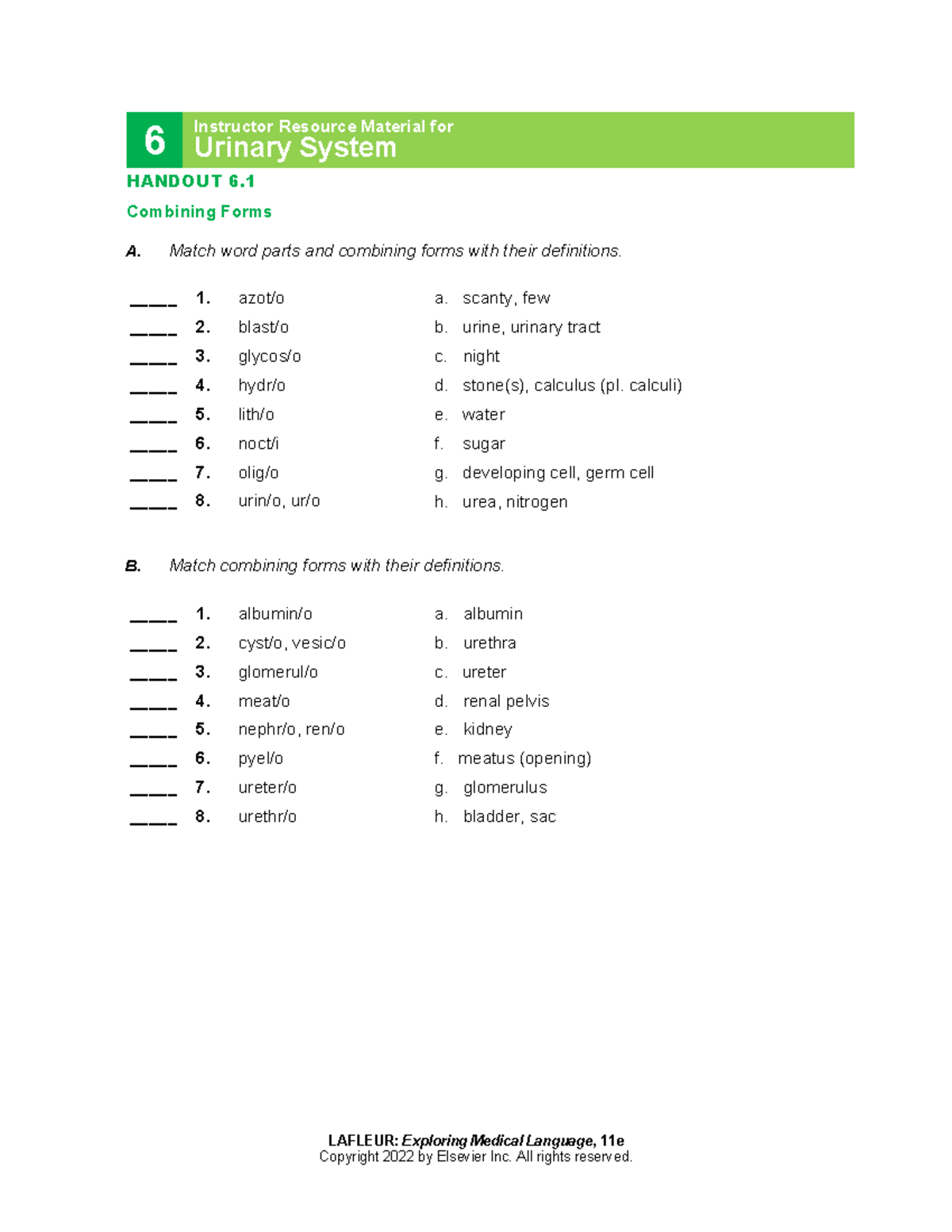 Chapter 6 HW - LAFLEUR: Exploring Medical Language, 11e 6 Instructor ...