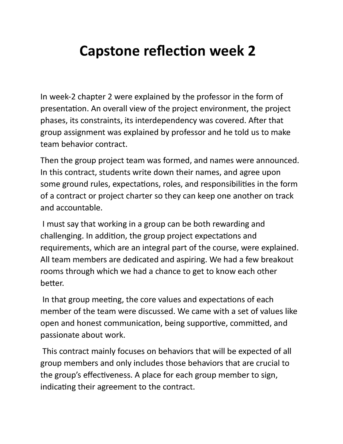 capstone project reflection